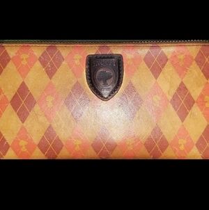 Rare, Hard To Find Peanuts Snoopy Leather Wallet Brown x Argyle Print